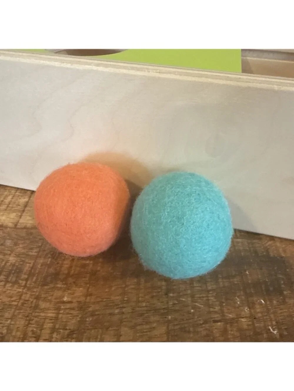 Lovevery Top Sliding Box With Felt Ball Drop Wooden Toy Montessori Sensory Balls